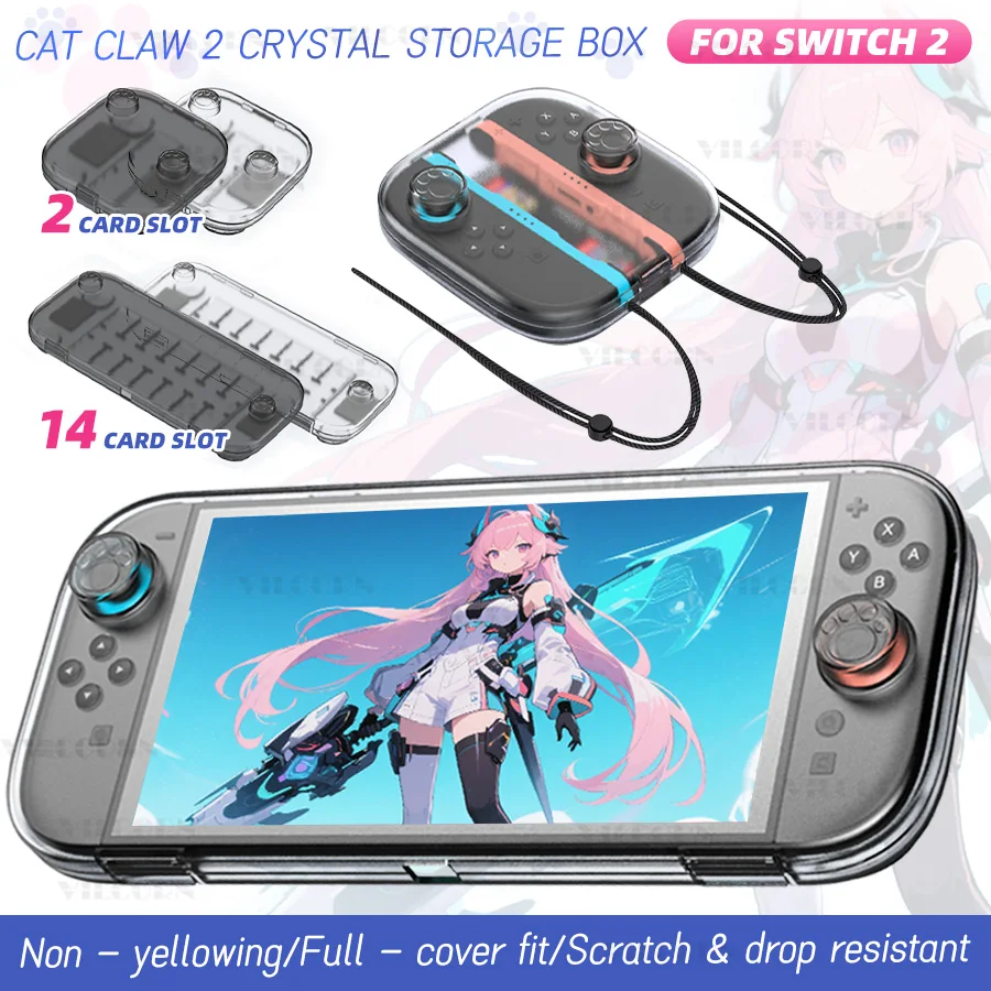 Schutzhülle kompatibel mit Switch 2-Hülle mit Spielkartensteckplatz, schützende Aufbewahrungsbox für Joypads Switch 2 Zubehör