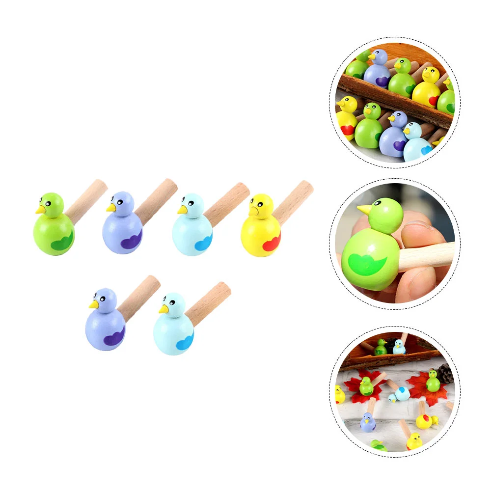 6 PCS Toy Wooden Bird Whistle Baby Plaything Animal Train Cartoon Colorful Educational Toys Whistles