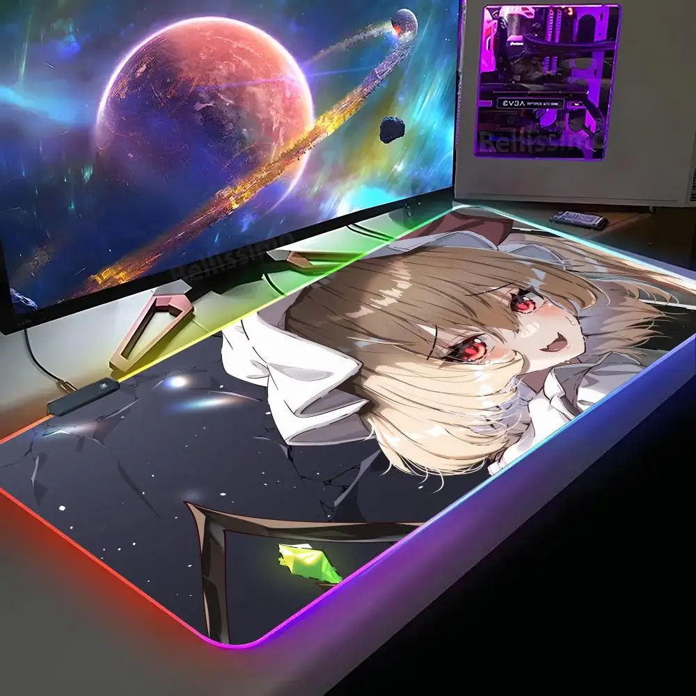 T-Touhou Mouse Pad XXL RGB Gaming Mouse Pad HD Gamer Accessories Large LED Light MousePads PC Carpet With Backlit