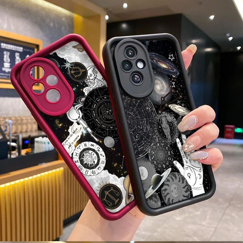 Coque de téléphone créative avec impression de constellations, lune et soleil pour Huawei Honor 200 400 70 90 Lite X7 8X X9 PRO Magic 7 6 5 Pro, coque souple