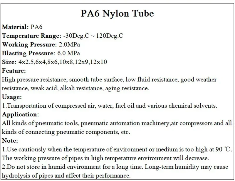 2/5/10m PA6 Nylon Tube High Pressure Diameter 2.5 4 6 8 9 10 12 mm Pneumatic Air Compressor Smooth Rigid Polyamide Oil Pipe