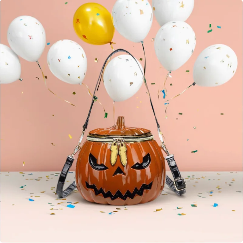 

Halloween Simulation Pumpkin Cowhide Hand-held Shoulder Crossbody Bag