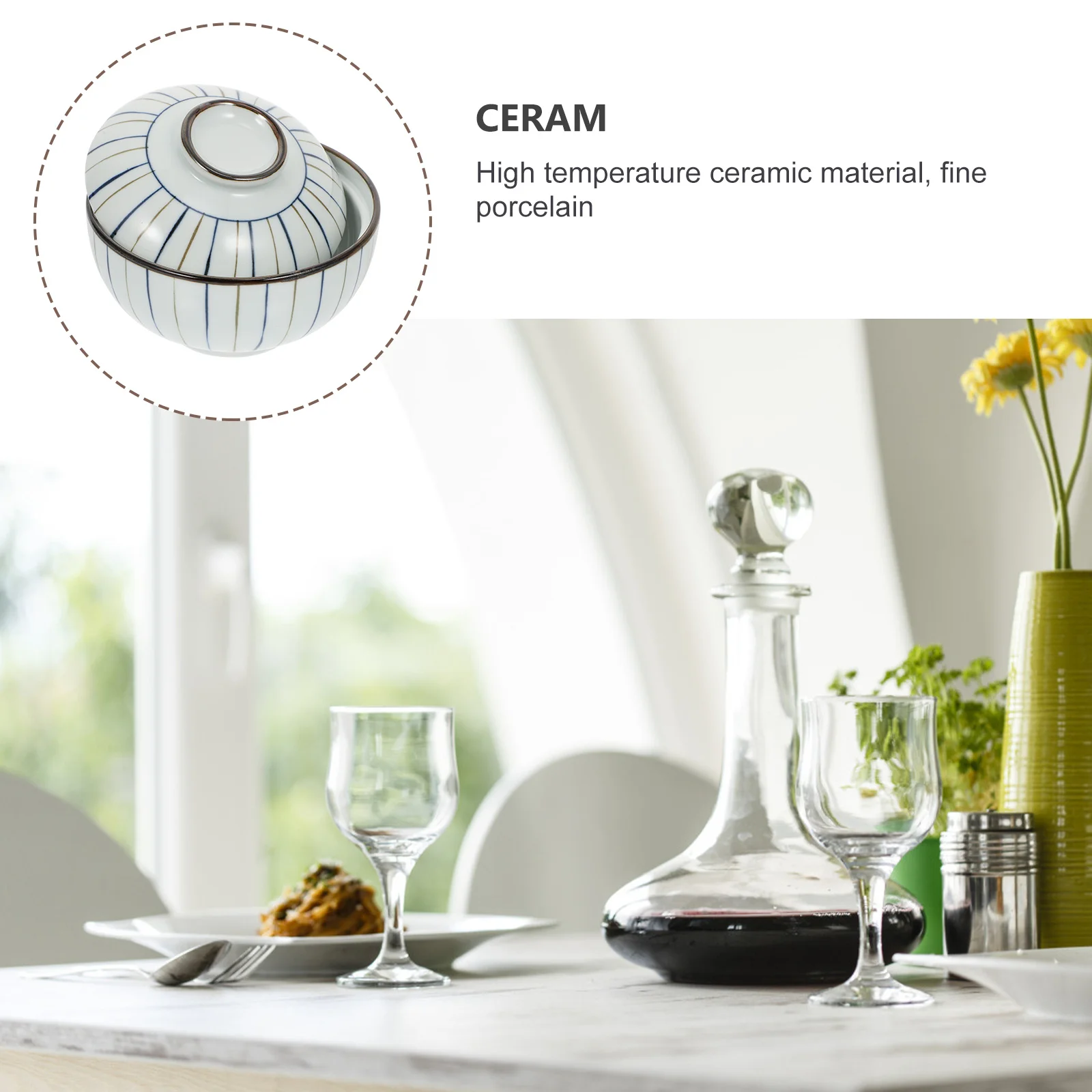 

1Pcs Ceramic Bowl Resistant Rice Soup Noodle Bowl for Home Restaurant Kitchen Tableware Dining Ceramic Tableware