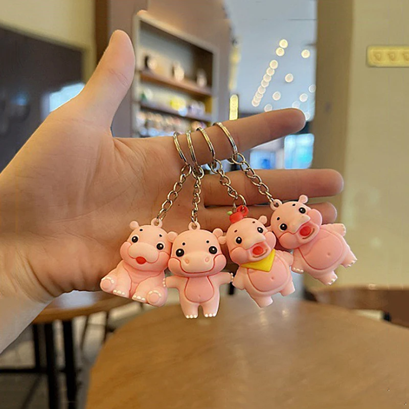 Cartoon Funny Baby Hippo Cute Keychains Keyring For Accessories Bag Pendant Car Keyring Jewelry Fans Gifts