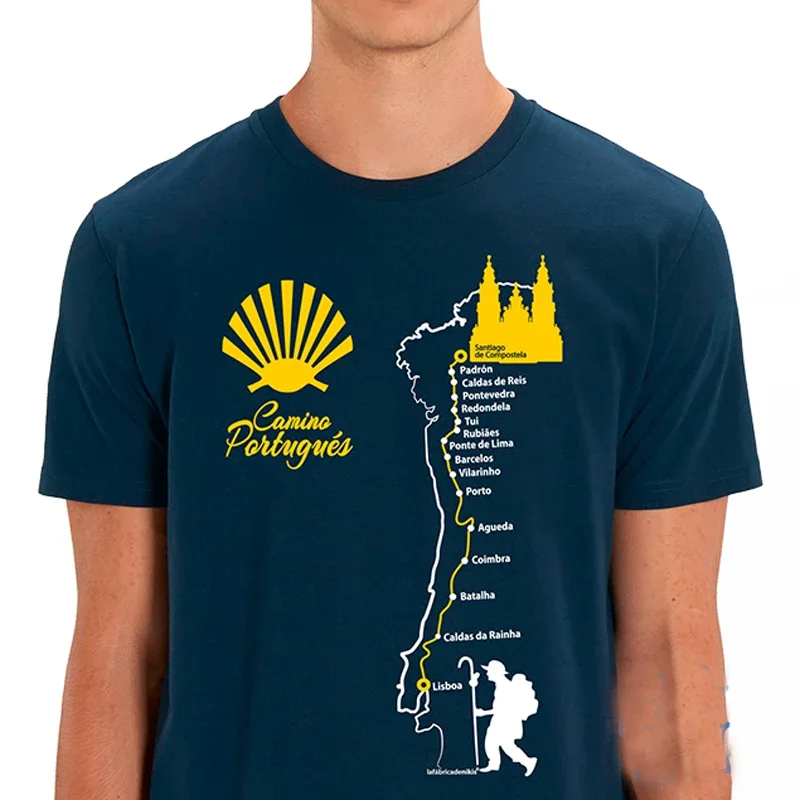 Camino de Santiago Portugal T-Shirt New 100% Cotton Short Sleeve O-Neck Harajuku Casual Mens T-shirt Streetwear