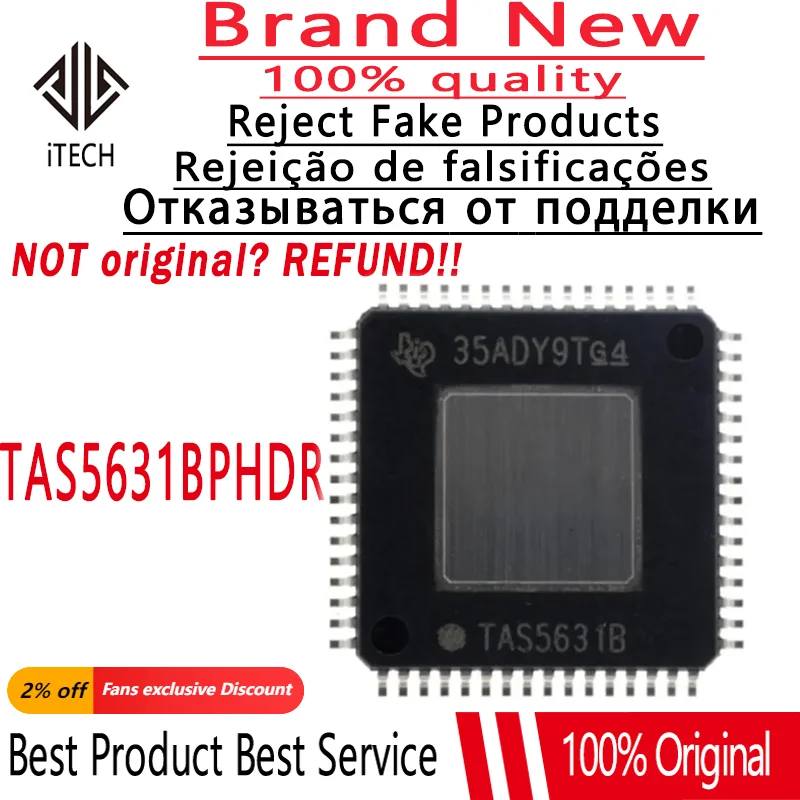 1PCS Original and Genuine TAS5631BPHDR TAS5631B TAS5631 QFP-64 TAS56318 QFP64 Audio Amplifier IC