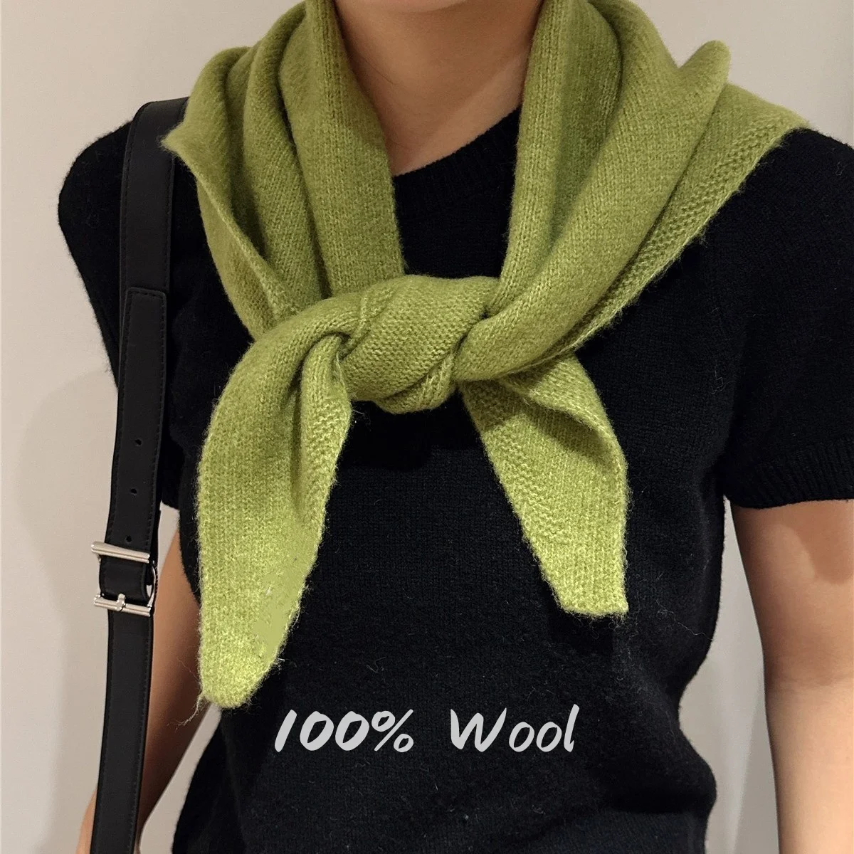100% 울 니트 삼각 스카프 여성용 고품질 겨울 따뜻한 머리 스카프 숄 다기능 넥커치프
