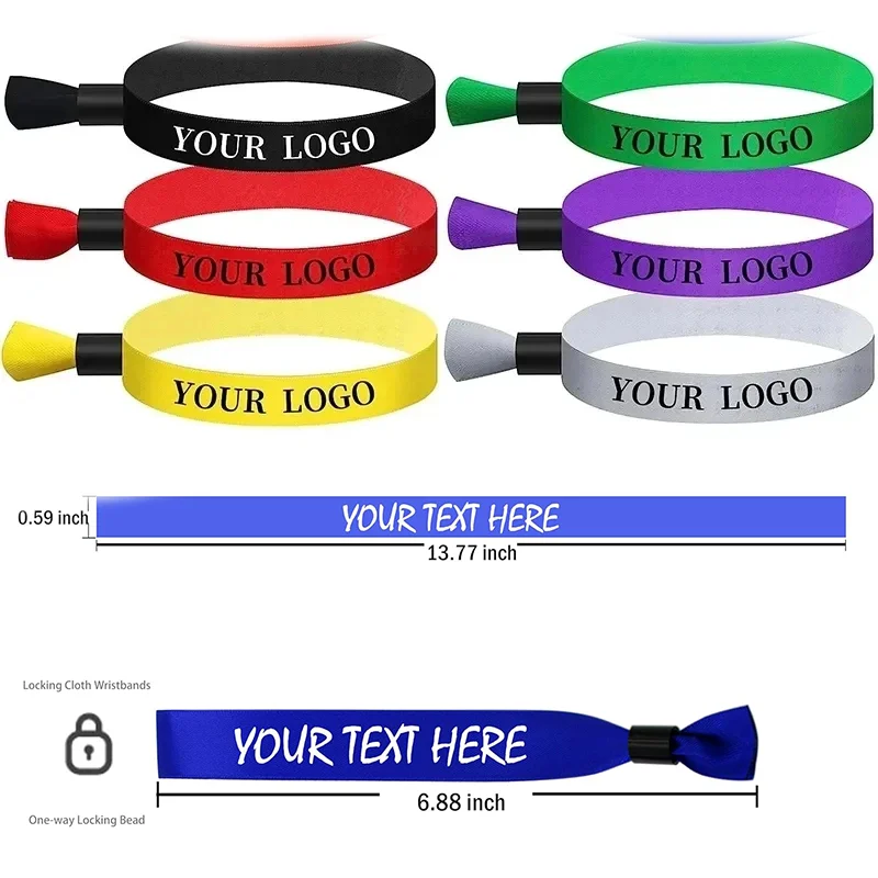 100/200pcs Custom Cloth Event Wristbands Color Disposable Wristband with Your Own Text VIP Cloth Party ID Bracelets