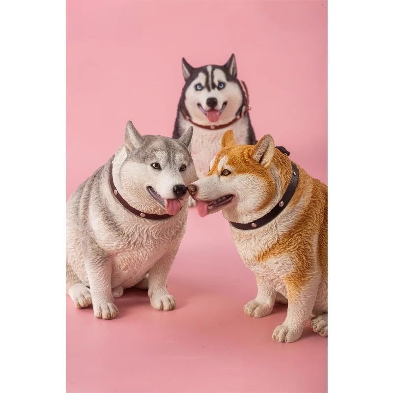 

1/6 Scale Simulation Animal Pet Husky Dog Model Cute Toys for 12-inch Action Figures Desktop Ornament Accessories