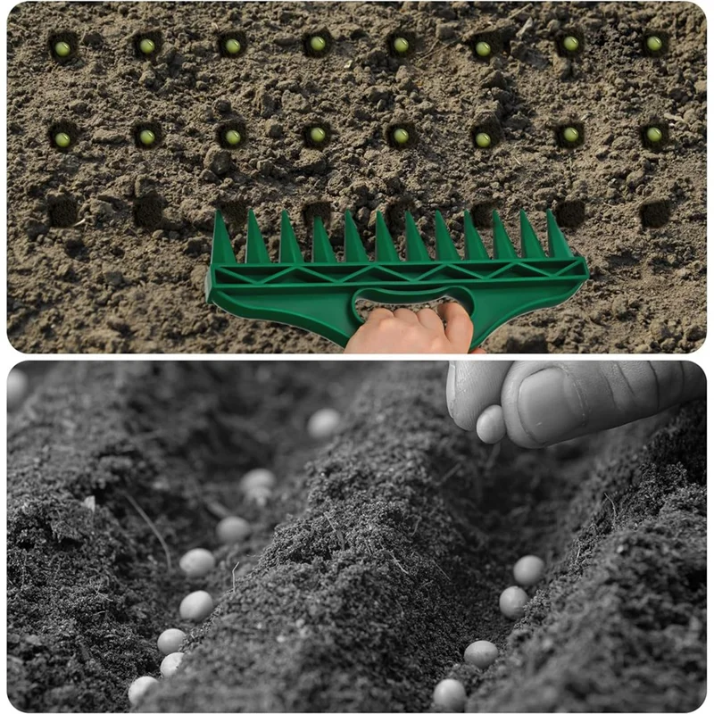 Zestaw dozowników nasion do siewu, 12 otworów do sadzenia nasion w glebie i podkładka dystansowa do sadzenia nasion z 24 szt. etykiet na rośliny Trwałe