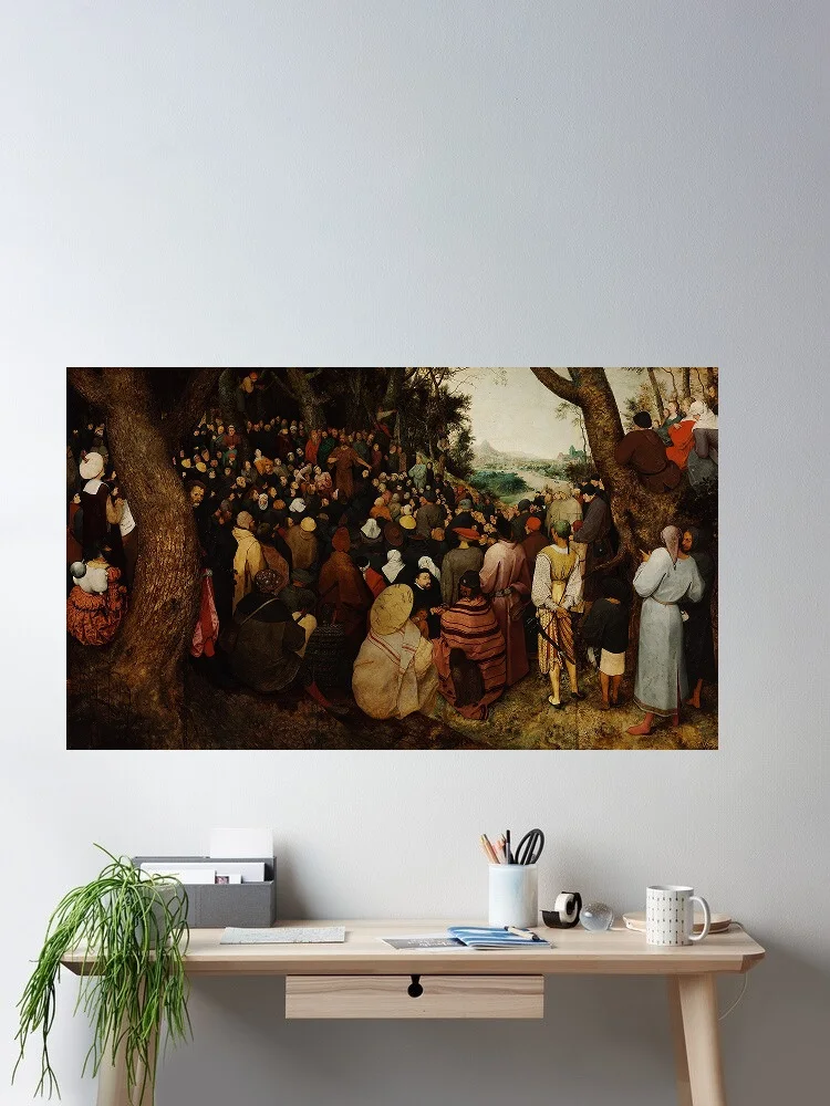 Pieter Bruegel the Elder The Sermon of St. John the Baptist, Print Art Canvas Poster, For Living Room Decor, Home Wall Picture