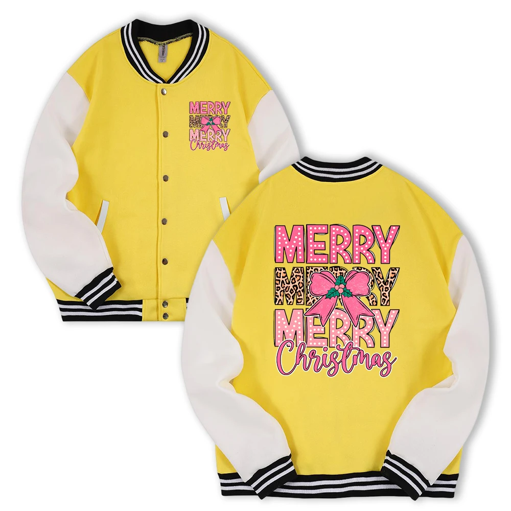 

Одежда с рождественским бантом и принтом, мужская мода, флисовый топ на пуговицах, осенняя свободная бейсбольная куртка, повседневная винтажная спортивная одежда для мужчин