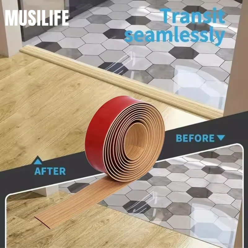 

Max 5M Self-Adhesive Floor Board Flat Buckle Press Strip Edge Board Over Door Sill Strip Door Edge Board Seam Decorative Divider