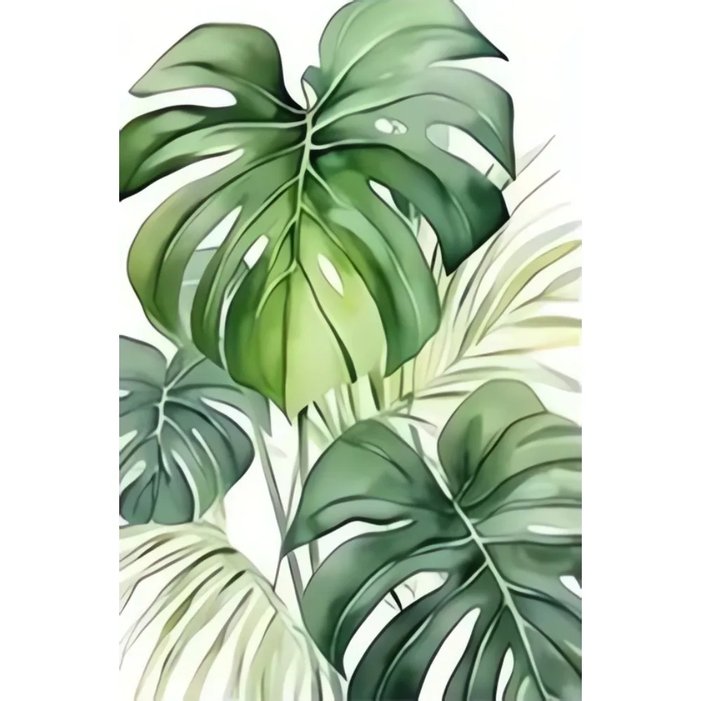 1/3PCS Frameless, Tropical Watercolor Leaf Print, Plant Wall Art, Banana, Monstera, Palm Leaf Poster, Living Room Decoration, view 5