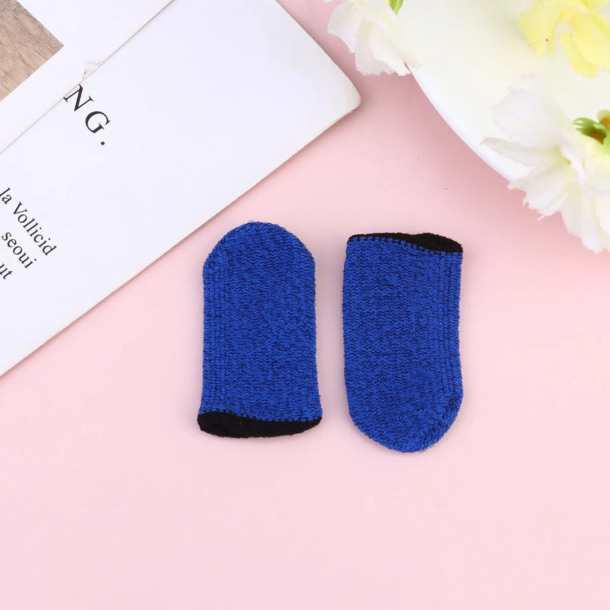 10Pcs Breathable Finger Sleeves Nylon Elastic Anti-Sweat Phone Game Screen Touch Thumb Cover Black Edge Anti-Swaeat Finger Cover
