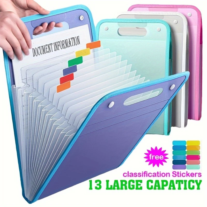 

13 Grid A4 Storage Folder - Durable & Fashionable with Clear View Panels - Morandi Color Collection - Organized Space-Saving