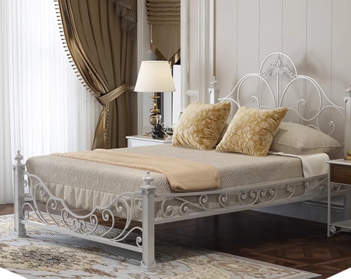 New Wrought iron bed Custom European Princess Vintage bed Iron frame sheet person double Classic 1.5m 1.8 image 5