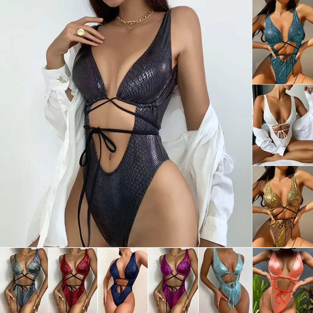 

One-piece Swimsuit Lace-up Sexy Backless Bikini Women's Tight Swimsuit Bikini Set Swimming Suit for Women