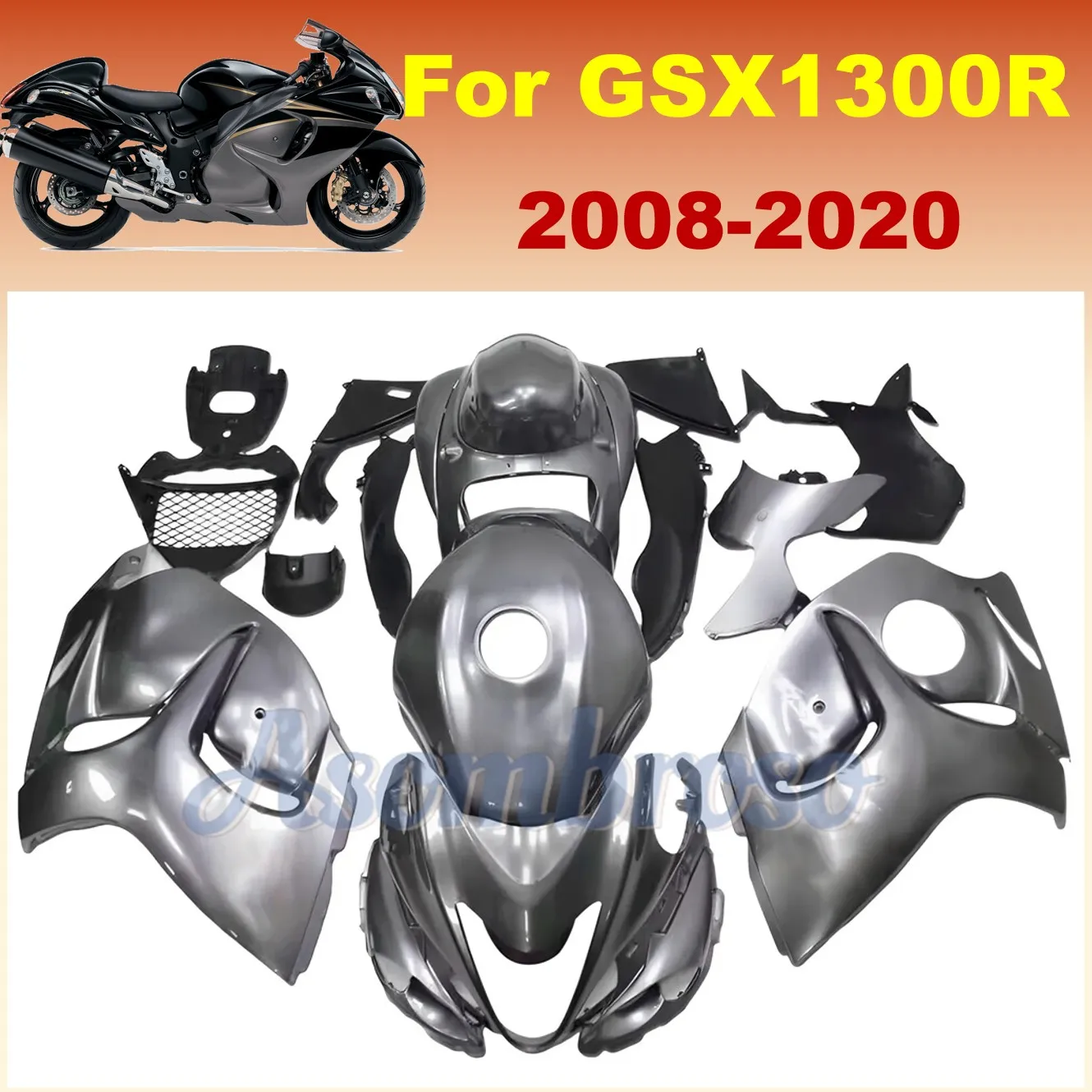 

Серебристо-серый пластиковый обтекатель мотоцикла, комплект кузова для Suzuki Hayabusa 1340 GSX1300R 2008-2020, индивидуальная посадка