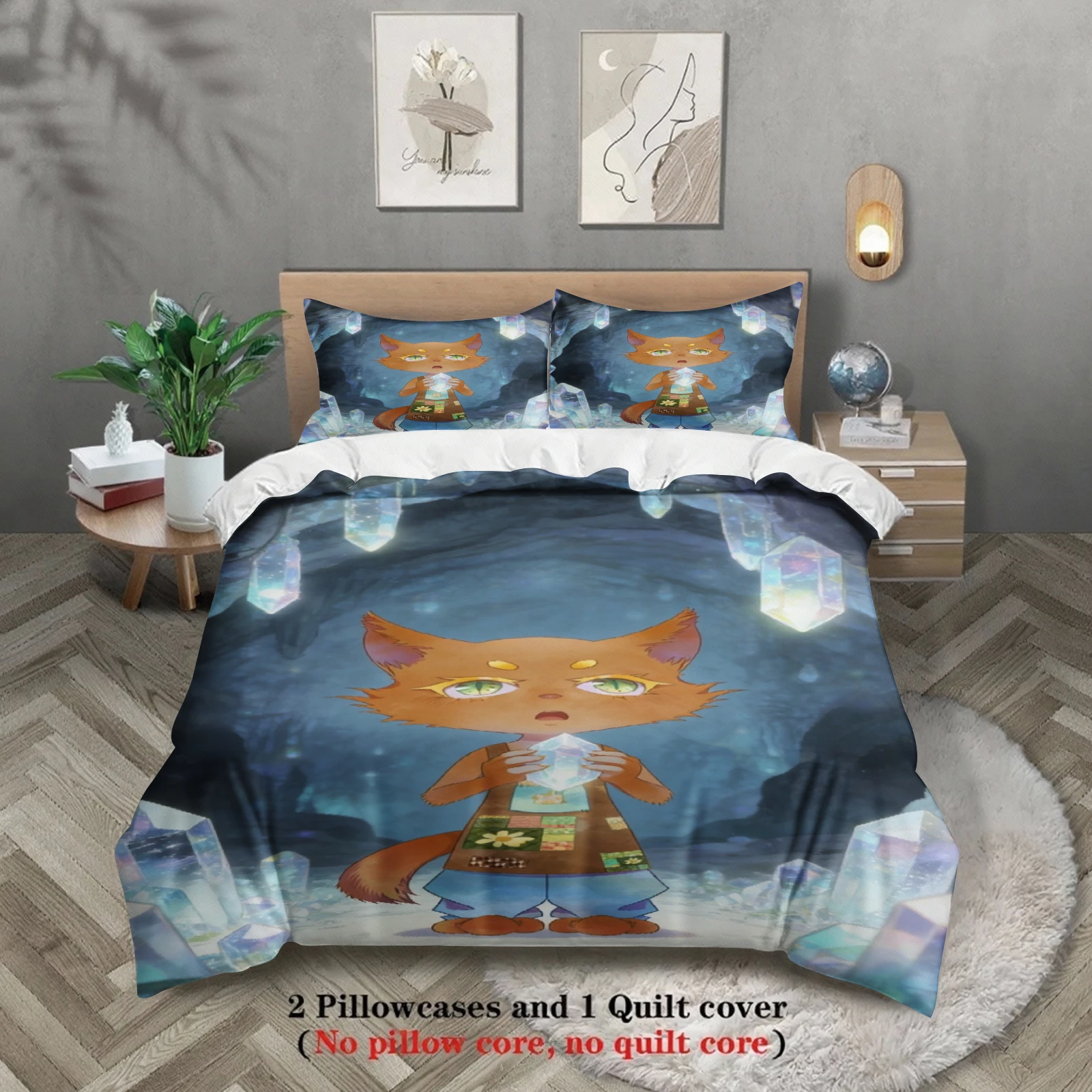 Softville Cozy Town Cute Fern the Quilt Fox Bedding Set With Duvet Cover & Pillowcase For Children's Bedroom Decor