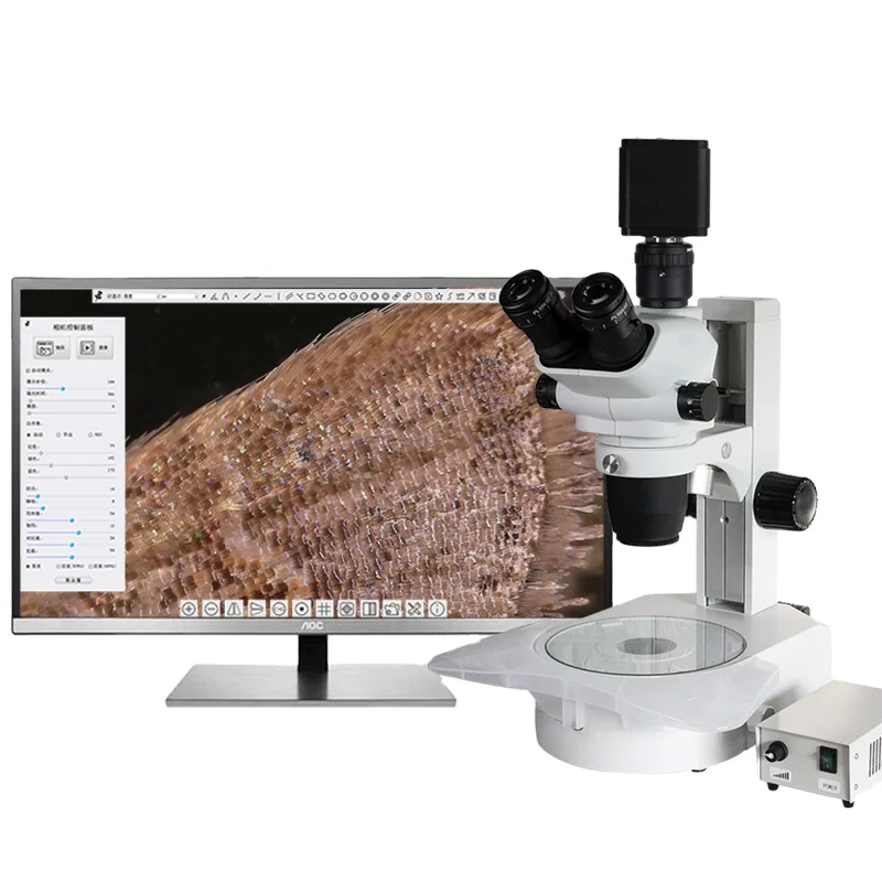 High Grade 6.7X~90X Digital Dissecting Laboratory Stereo Microscope Track Microscope Stand With Transmitted Light