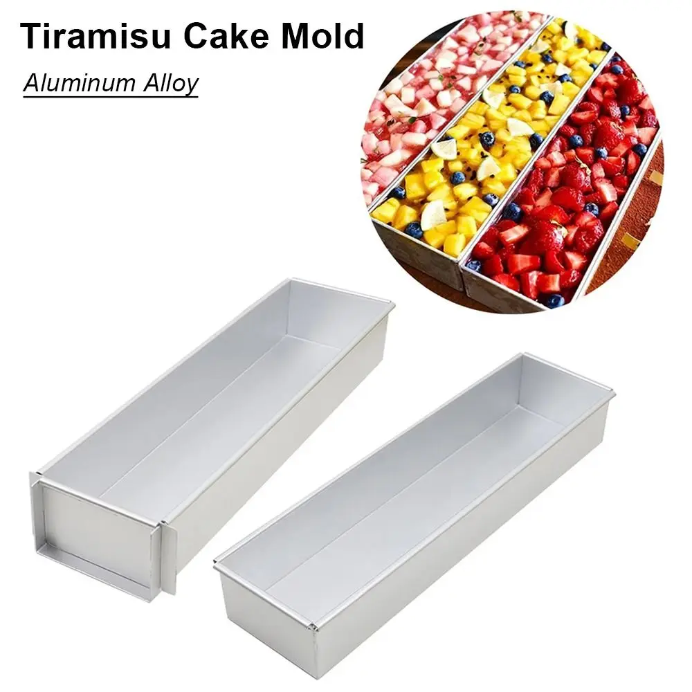 

1Pcs Aluminum Alloy Tiramisu Cake Mold Rectangle Silver Cheesecake Pan Active/Fixed Type Baking Mould for Kitchen Coffee Pastry