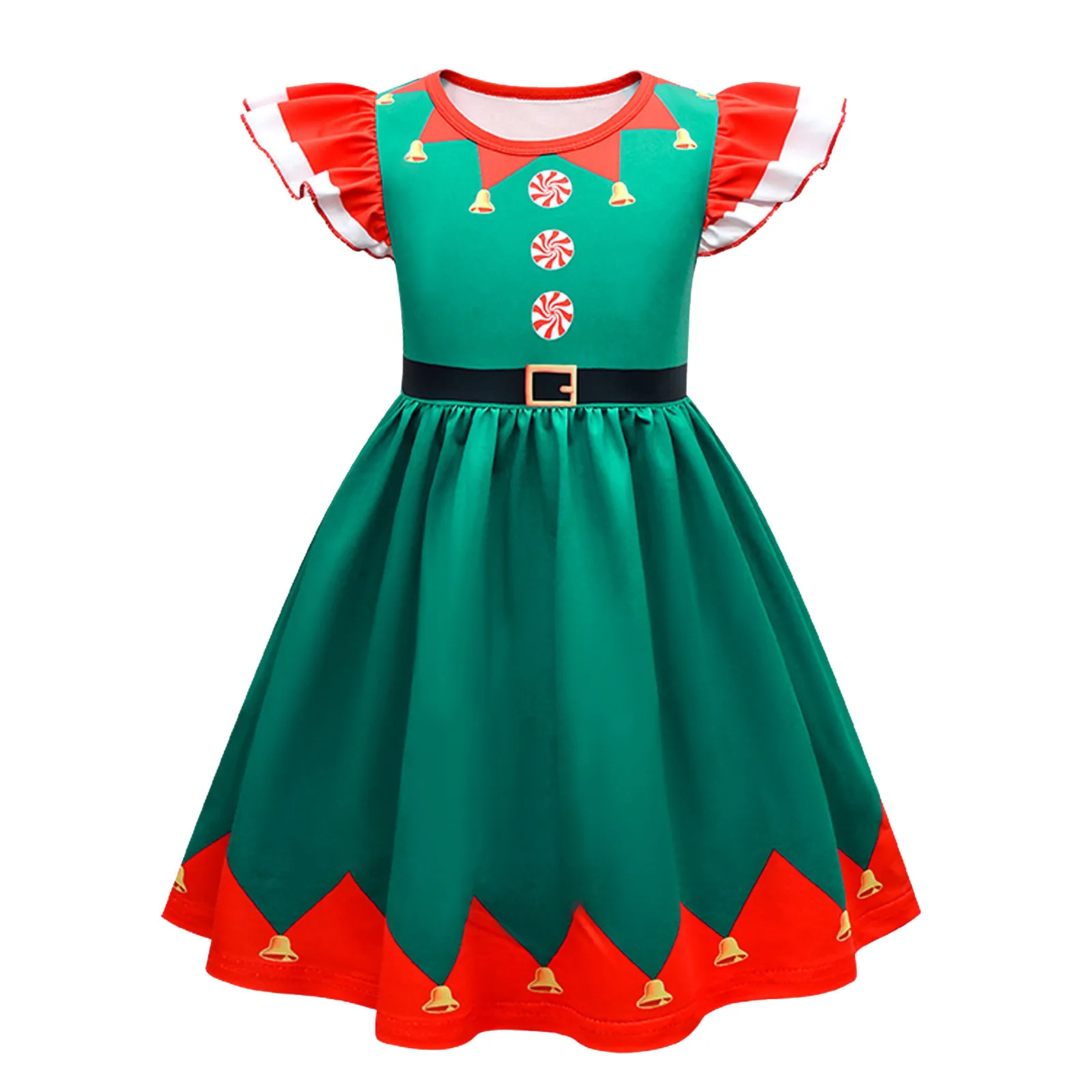 Baby Girls Christmas Dress Toddler Snowflake Print Party Wedding Formal Dresses Girls Dress Short Sleeve Christmas Costume