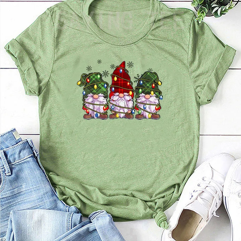 Three Gnomes Shirts Men Women Buffalo Plaid Red Christmas T-Shirt Gift Family Matching Xmas Holiday Pajamas Cute Graphic Tee Top