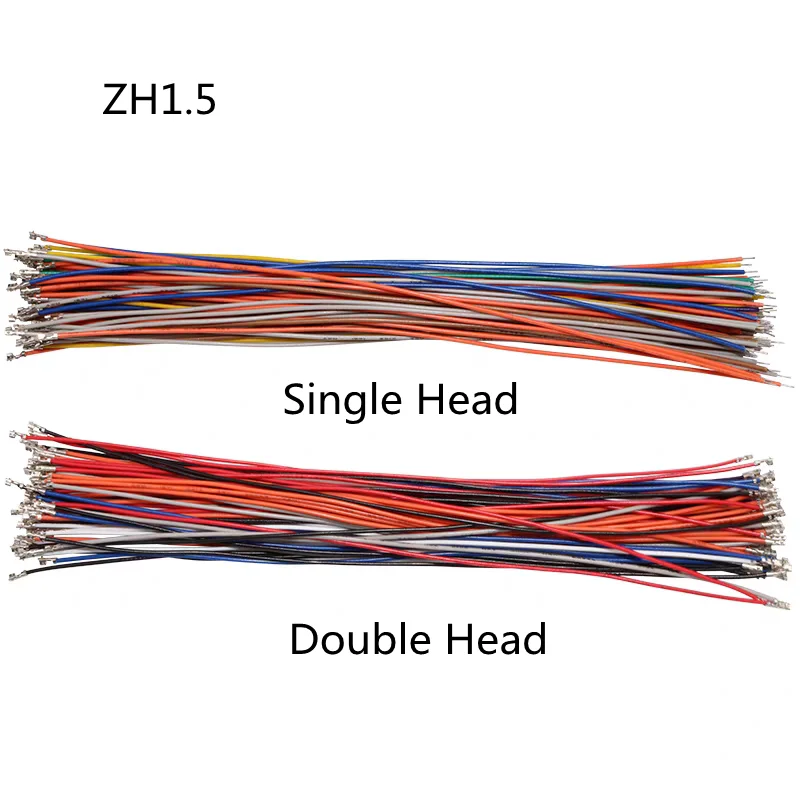 100 Piezas SH/JST/ZH/PH/XH 1.0/1.25/1.5/2.0/2.54mm Terminal de Crimpado de Cabeza Simple/Doble Cable Electrónico de PVC 10/20/30cm Sin Carcasa 6
