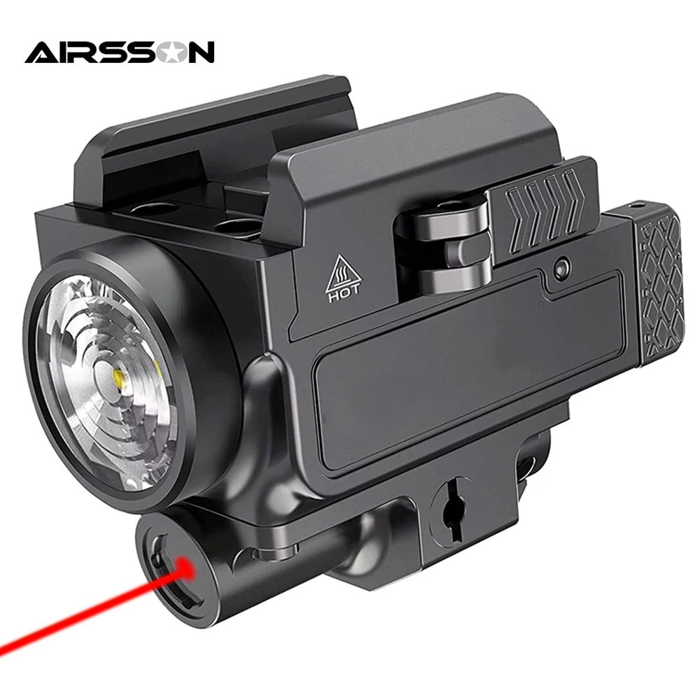 

800 Lumens Weapon Gun Light Green Red Laser Sight Combo USB Rechargeable Flashlight Handgun Pistol Light for Outdoor Hunting