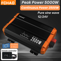 Fchao 5000W Pure Sine Wave Inverter 12V to 220V, 2500W Continuous Power, Remote Control, 50Hz for Home & RV Use