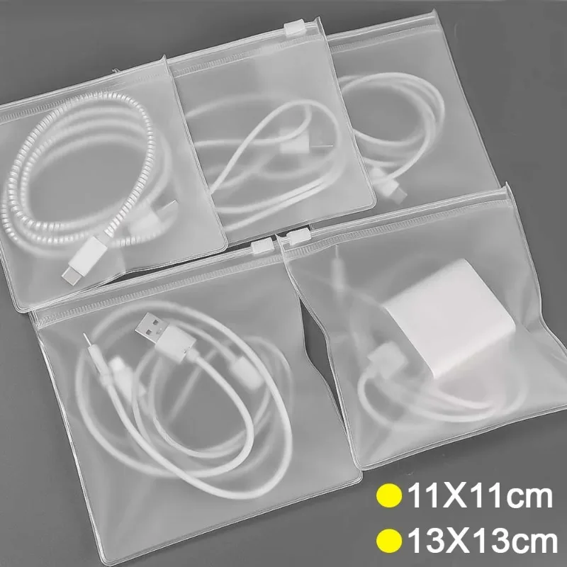 透明なPVCポーチ,充電器付き収納バッグ,データケーブル,防水オーガナイザーバッグ,再利用可能なポケット,つや消しマット,10-1個