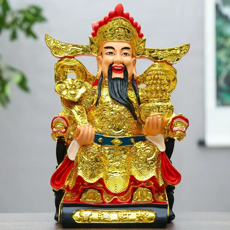 Yiwu Manufacturers Wholesale Resin Buddha Statues To Attract Wealth Red Clothes Ingot God Of Wealth Statues To Worship IngotsW1