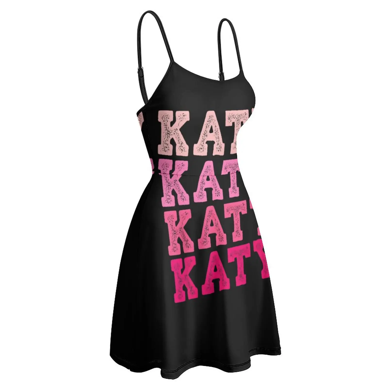 فستان نسائي لطيف بتصميم مطبوع عليه اسم كاتي الغريب، ملابس نسائية، فساتين حفلات جرافيك فكاهة