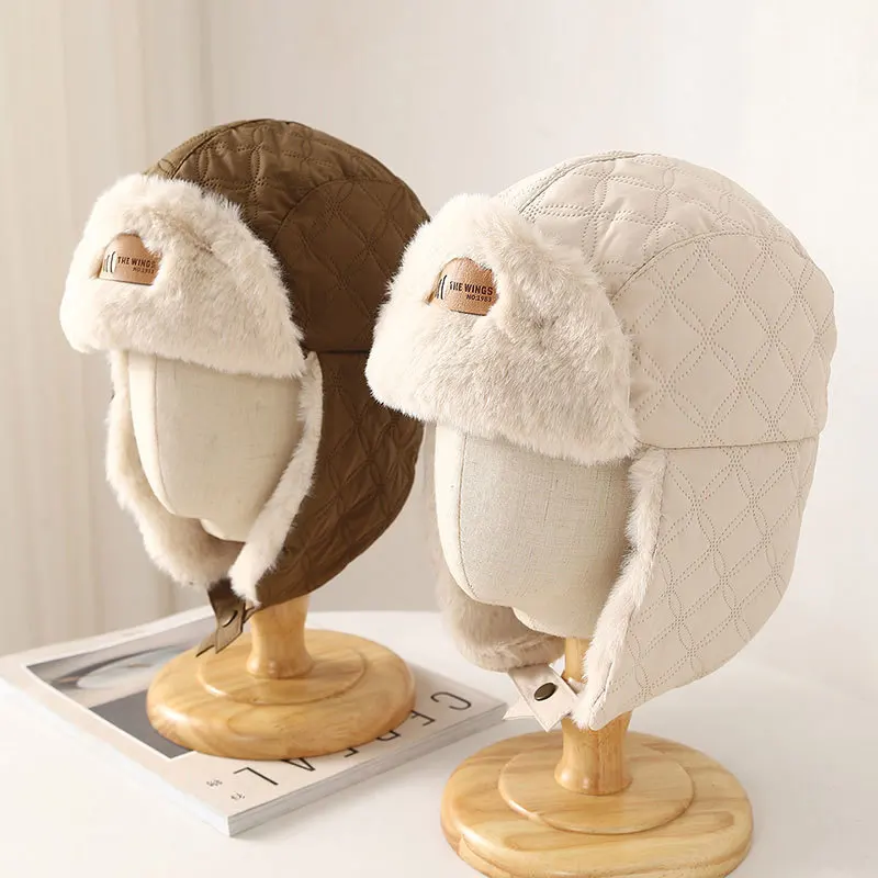 

Зимняя женская ветрозащитная морозостойкая шапка-бомбер — утолщенная бархатная защита ушей для езды на велосипеде, занятий спортом на открытом воздухе