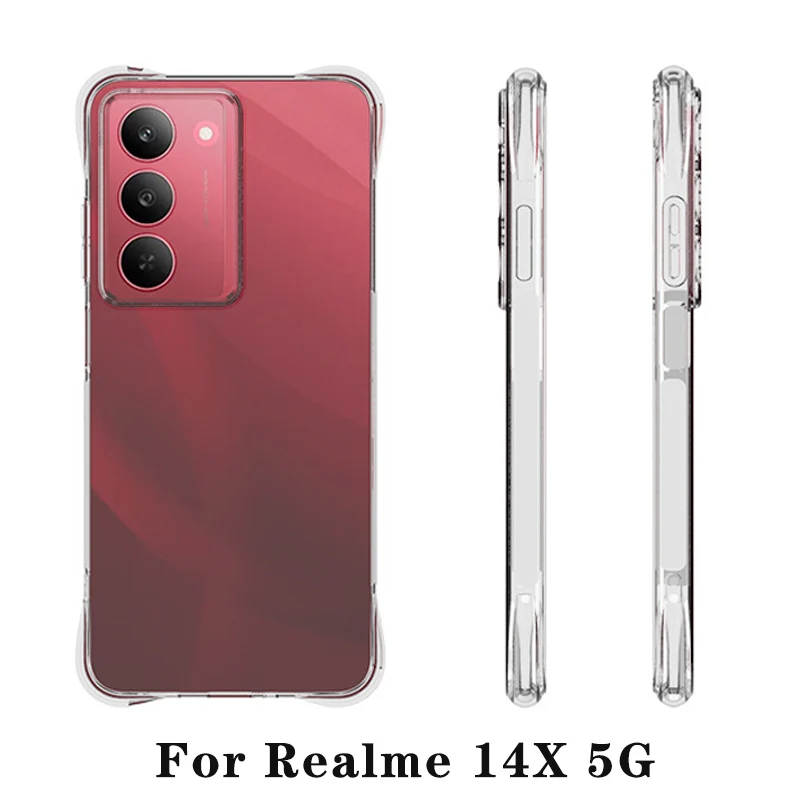 Realme 14X Realme14X 5G Case Air Cushion Shockproof Airbag Clear Silicone TPU Back Cover Phone Case for Realme 14X Realme14X 5G