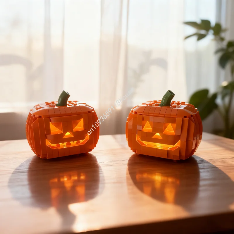 912 قطعة MOC هالوين القرع ضوء الموسمية نموذج ألعاب مكعبات البناء تجميع هدية الكريسماس الطوب الاطفال عيد ميلاد