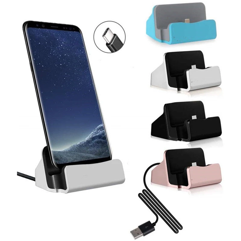 

300pcs USB Type C Docking Station Desktop USB-C Dock Stand Phone Charger Charging For Samsung Galaxy S9 S10 Redmi Note 8 Cable