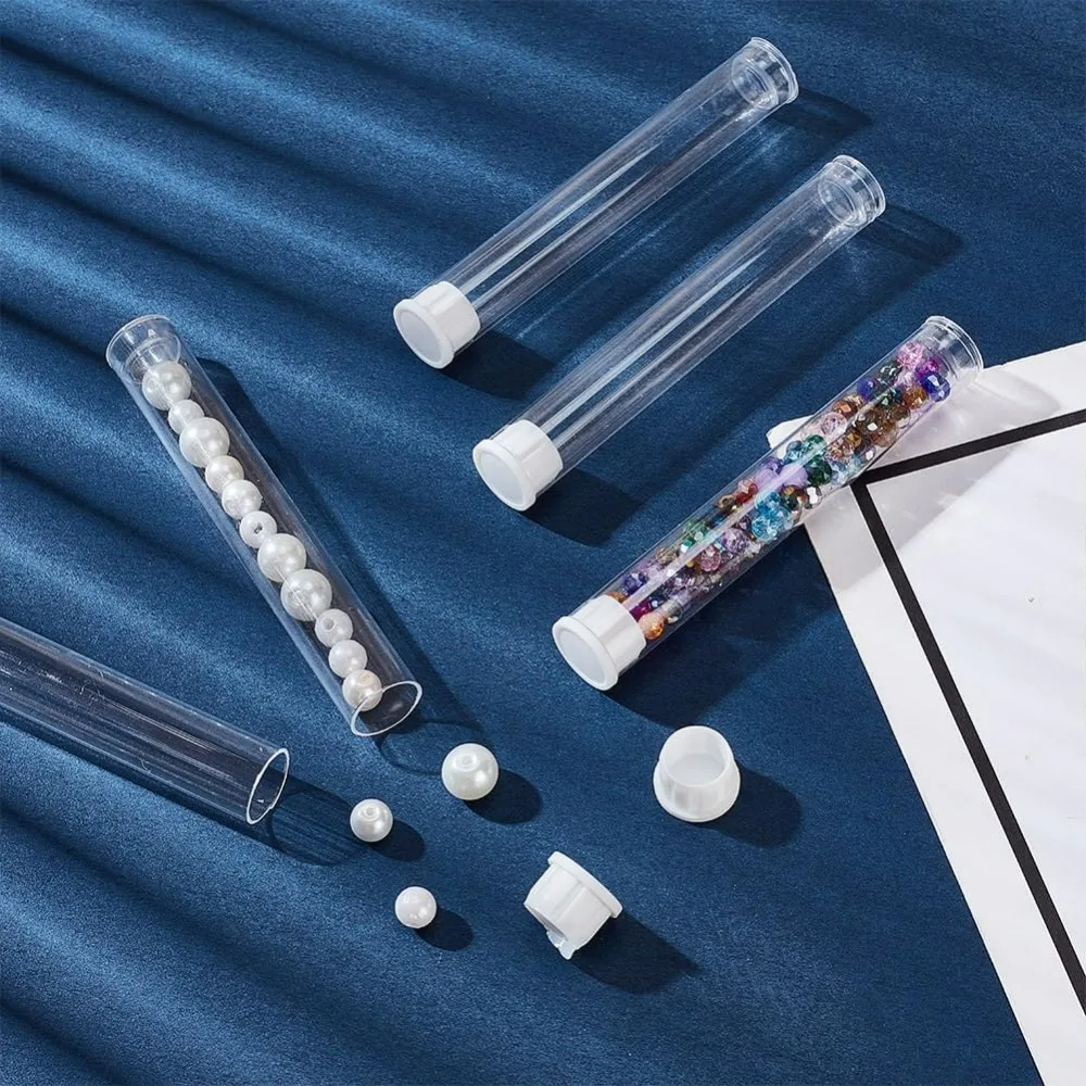 100 шт., пластиковые пробирки из ПВХ, контейнеры для пробирок с крышкой, прозрачные пробирки для хранения образцов, зубочисток, ремесло из бисера