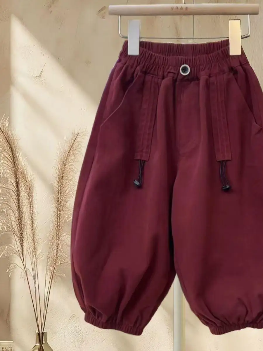 Calças Lanternas de Algodão para Crianças, Estilo Novo, Calças Longas Casuais para Meninos e Meninas, Roupas Infantis da China