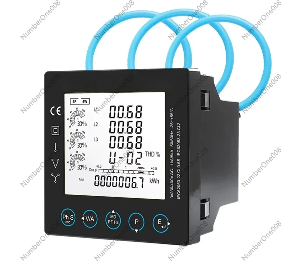 X96-3RC 5kA Primary Current Digital Panel Meter with Flexible CT, Three Phase RS485 Power Meter