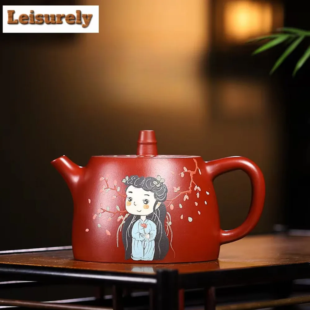 

220ml Yixing Purple Clay Teapot Handmade Colored Drawing Handuo Pot Raw Ore Dahongpao Mud Kettle With Strainer Zisha Tea Set Tea