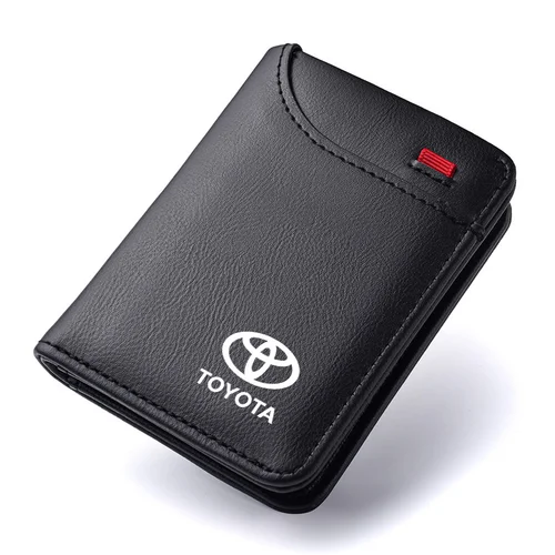 Imagen 2 del producto Cartera de cuero para hombre para coche, bolsa de almacenamiento para tarjetas y billetes para vehículos motorizados, para Toyota Corolla Prius Auris CHR Land Cruiser Camry Avalon