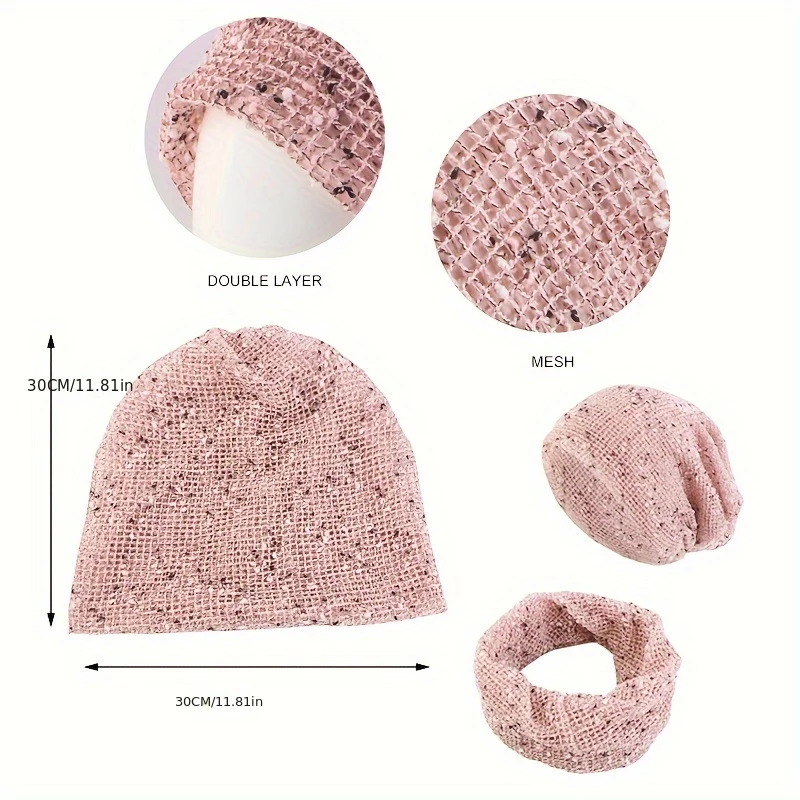 Breathable Mesh Dual-Use Headband Hat Twist Braid Pullover Cap Open Top Headwrap Slouchy Beanie Soft Chemo Hair Loss Cover
