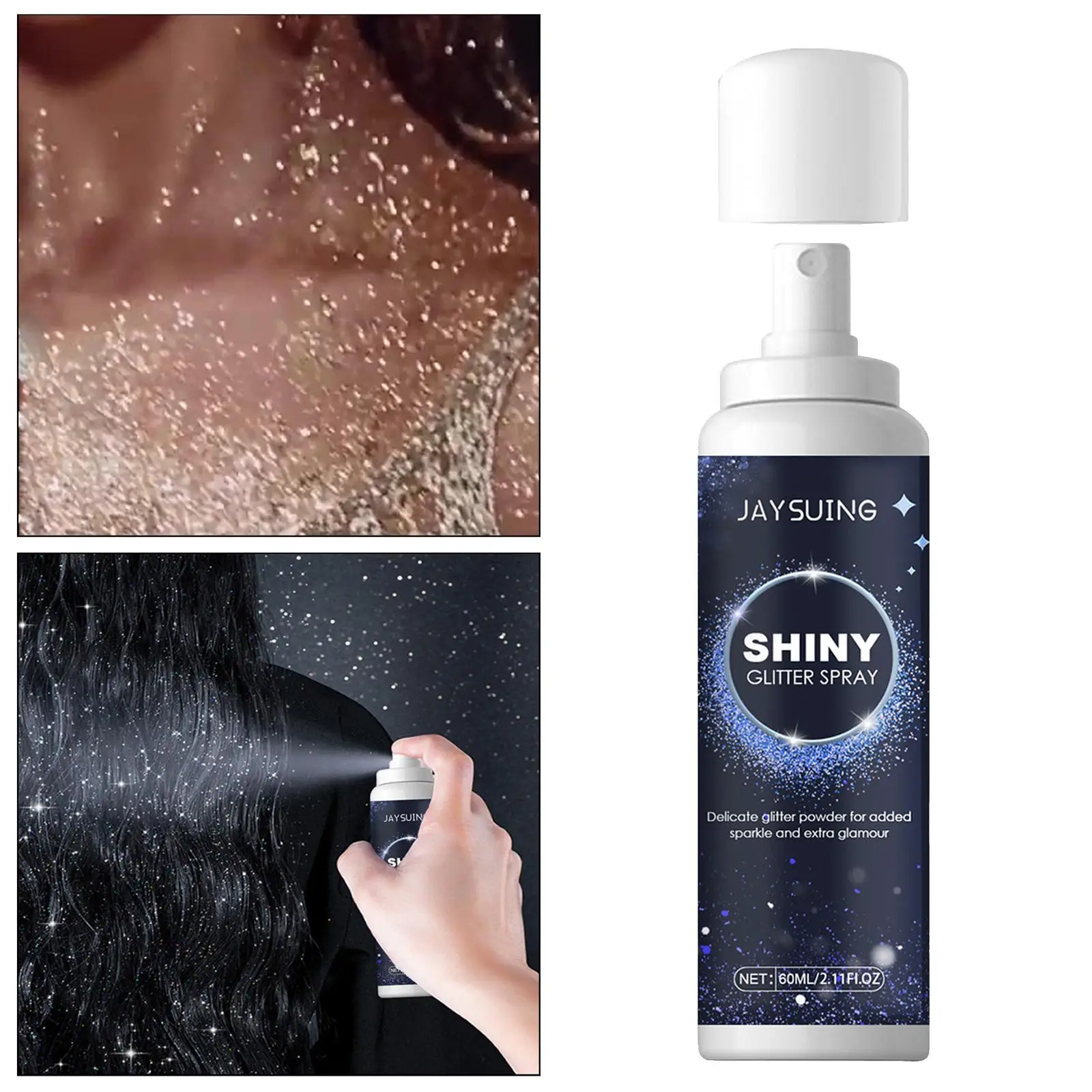 Shiny Glitter Spray Sparkly Shimmery Glow Hair Body Glitter Spray for Nightclub Dating