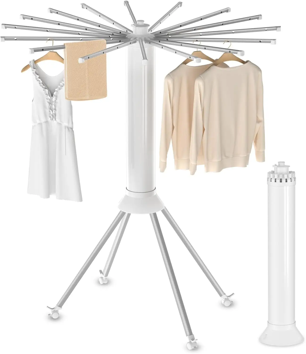 Portable Laundry Drying Rack with 4 Pulleys, Aluminum Alloy Dry Rack for Clothes, Indoor, Balcony, Poolside, Camping