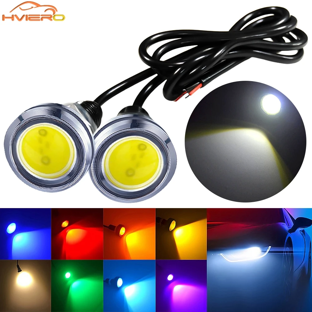 

2X 23 мм Автомобильный Eagle Eye Silver Shell DRL Дневные ходовые огни Противотуманные светодиодные 12 В Резервные указатели парковки заднего хода Автоматические задние резервные фонари