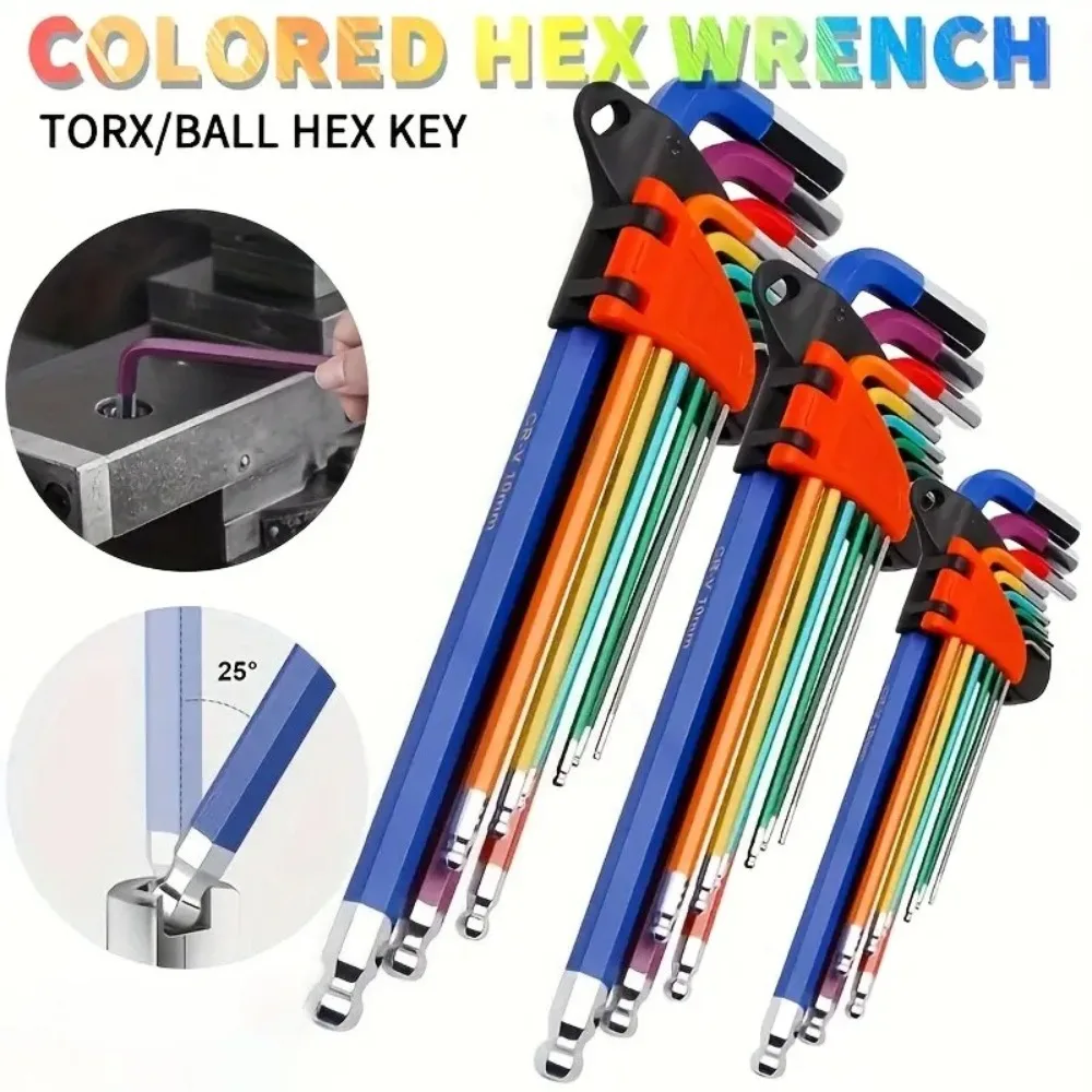 

Allen Key Set L Wrench Kit For Allen Screw 9PCS Long Arm Hex Key Set 1.5mm To 10mm Hexagon Spanner Hand Tools For Bicycle Repair