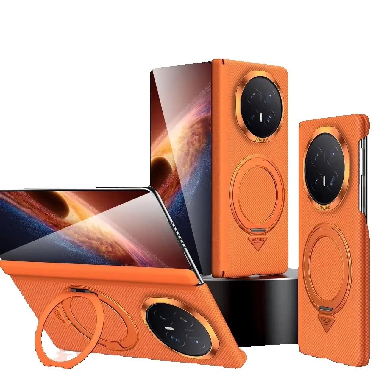 For HUAWEI Mate X7 X6 X5 X3 600D Slim Carbon Fibre MagSafe Magnetic For Honor Magic V6 Shockproof Hard Protective Phone Shell view 2