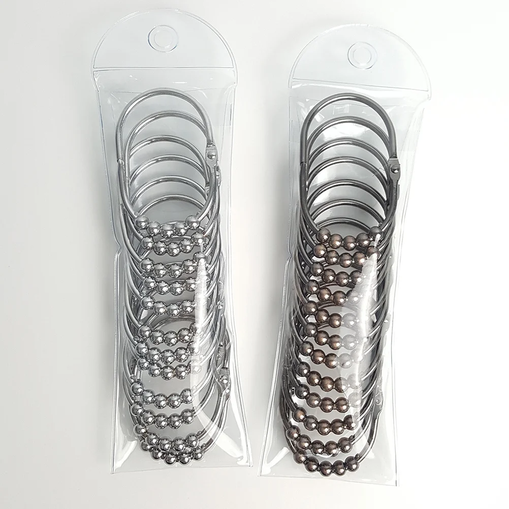 

12PCS/Set Shower Curtain Rings Rustproof Stainless Wide Shower Curtain Rings Hooks Bathroom Shower Rod(Bronze Colour)